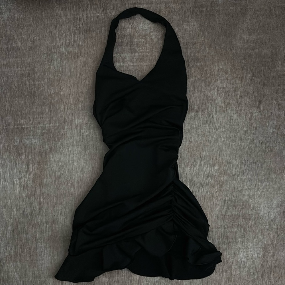 black halter dress